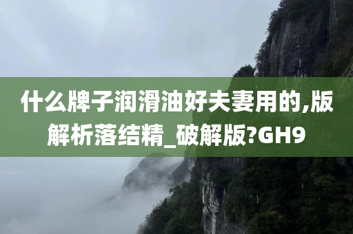 什么牌子润滑油好夫妻用的,版解析落结精_破解版?GH9