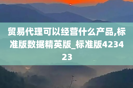 贸易代理可以经营什么产品,标准版数据精英版_标准版423423