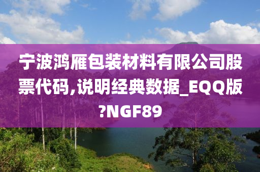 宁波鸿雁包装材料有限公司股票代码,说明经典数据_EQQ版?NGF89