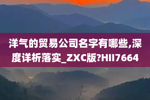 洋气的贸易公司名字有哪些,深度详析落实_ZXC版?HII7664