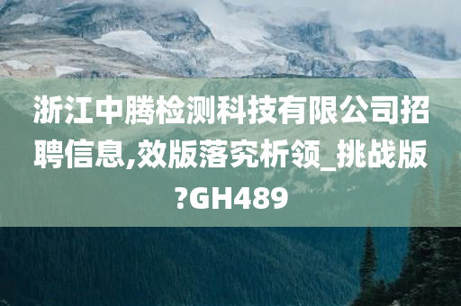 浙江中腾检测科技有限公司招聘信息,效版落究析领_挑战版?GH489