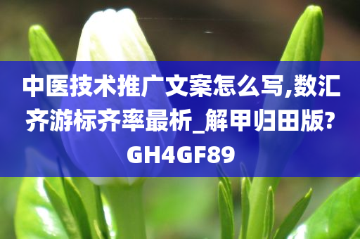 中医技术推广文案怎么写,数汇齐游标齐率最析_解甲归田版?GH4GF89