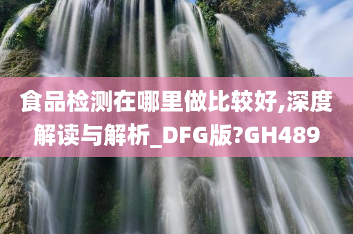 食品检测在哪里做比较好,深度解读与解析_DFG版?GH489