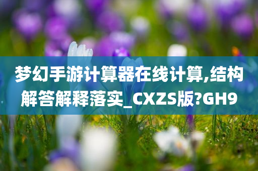 梦幻手游计算器在线计算,结构解答解释落实_CXZS版?GH9