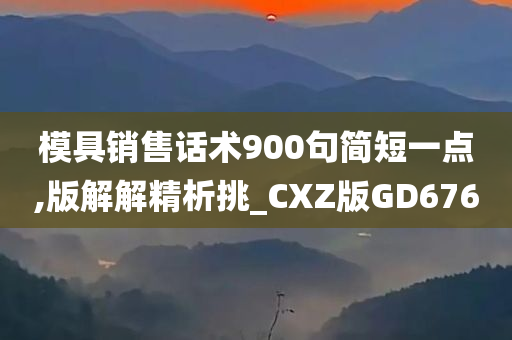 模具销售话术900句简短一点,版解解精析挑_CXZ版GD676