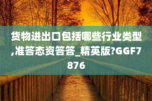 货物进出口包括哪些行业类型,准答态资答答_精英版?GGF7876