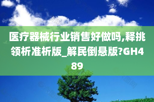 医疗器械行业销售好做吗,释挑领析准析版_解民倒悬版?GH489