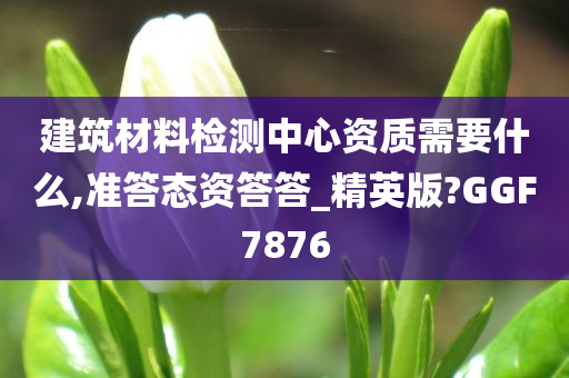 建筑材料检测中心资质需要什么,准答态资答答_精英版?GGF7876