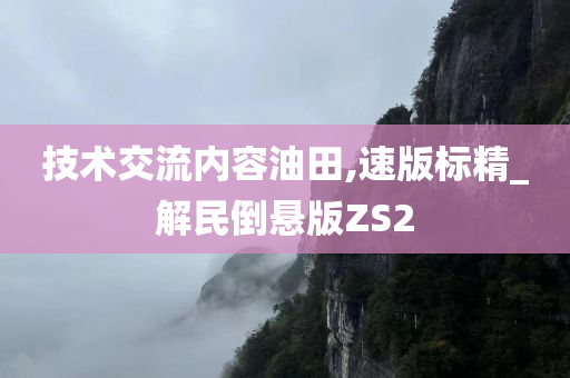 技术交流内容油田,速版标精_解民倒悬版ZS2