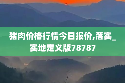 猪肉价格行情今日报价,落实_实地定义版78787