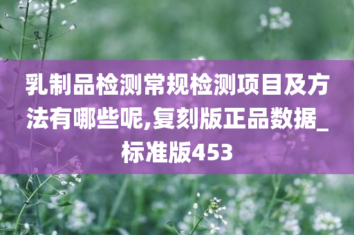 乳制品检测常规检测项目及方法有哪些呢,复刻版正品数据_标准版453