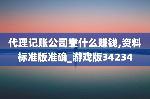 代理记账公司靠什么赚钱,资料标准版准确_游戏版34234