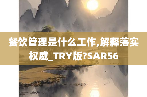 餐饮管理是什么工作,解释落实权威_TRY版?SAR56