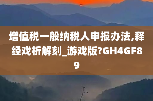 增值税一般纳税人申报办法,释经戏析解刻_游戏版?GH4GF89