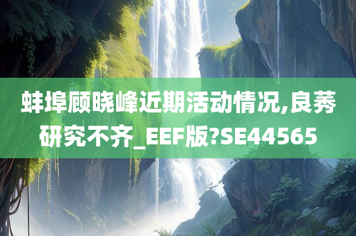 蚌埠顾晓峰近期活动情况,良莠研究不齐_EEF版?SE44565