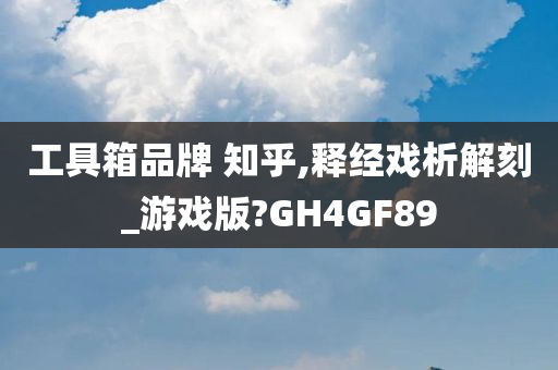 工具箱品牌 知乎,释经戏析解刻_游戏版?GH4GF89