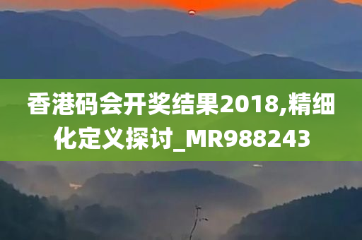 香港码会开奖结果2018,精细化定义探讨_MR988243