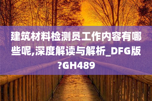 建筑材料检测员工作内容有哪些呢,深度解读与解析_DFG版?GH489