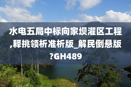 水电五局中标向家坝灌区工程,释挑领析准析版_解民倒悬版?GH489