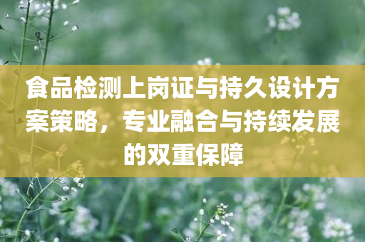 食品检测上岗证与持久设计方案策略，专业融合与持续发展的双重保障