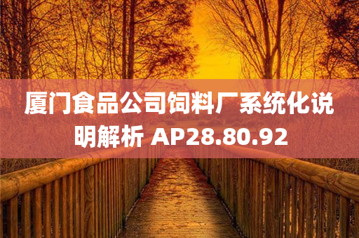 厦门食品公司饲料厂系统化说明解析 AP28.80.92