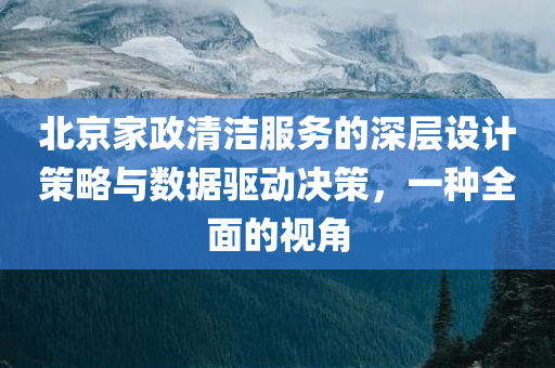 北京家政清洁服务的深层设计策略与数据驱动决策，一种全面的视角