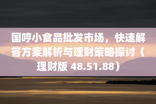 国哼小食品批发市场，快速解答方案解析与理财策略探讨（理财版 48.51.88）