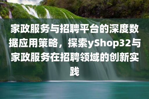 家政服务与招聘平台的深度数据应用策略，探索yShop32与家政服务在招聘领域的创新实践