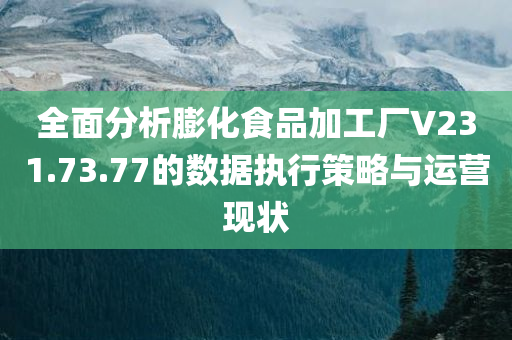 全面分析膨化食品加工厂V231.73.77的数据执行策略与运营现状