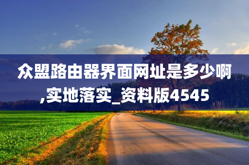 众盟路由器界面网址是多少啊,实地落实_资料版4545