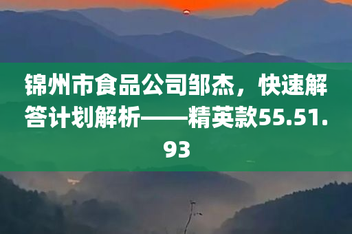 锦州市食品公司邹杰，快速解答计划解析——精英款55.51.93